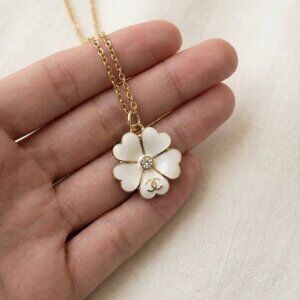 100% Handmade Vintage CHANEL CC Floral Charm Upcycled Repurposed Pedant necklace